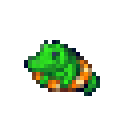 Pixel illustration of an alligator in a life ring